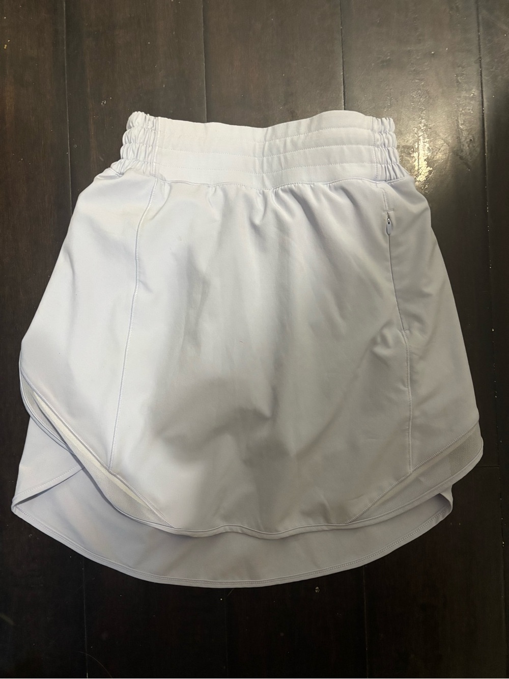 White Athletic Skort with Double-Layer Hem
